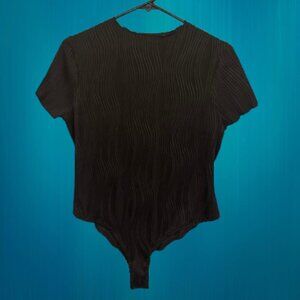 Shein Textured Black Snap BodySuit - Size 0XL